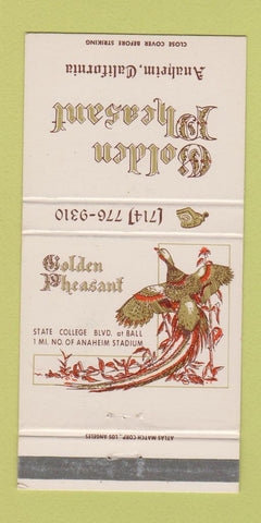 Matchbook Cover - Golden Pheasant Anaheim CA 30 Strike