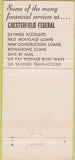 Matchbook Cover - Chesterfield Federal Savings Chicago IL 30 Strike