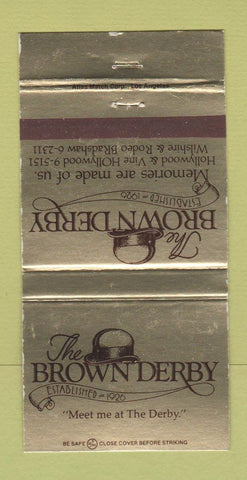 Matchbook Cover - Brown Derby Hollywood CA 30 Strike