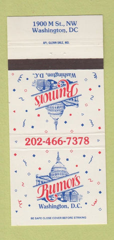 Matchbook Cover - Rumors Washington DC 30 Strike