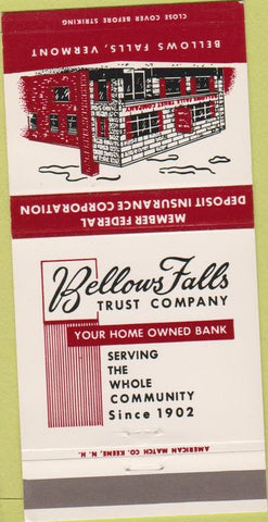Matchbook Cover - Bellows Falls Trust Co VT WEAR 30 Strike