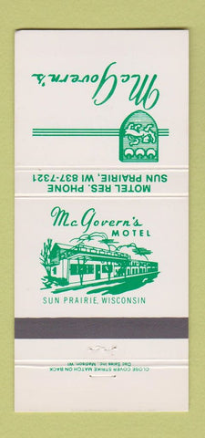 Matchbook Cover - McGovern's Motel Sun Prairie WI 30 Strike