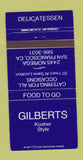 Matchbook Cover - Gilberts Kosher Deli San Francisco CA 30 Strike