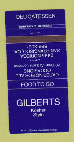 Matchbook Cover - Gilberts Kosher Deli San Francisco CA 30 Strike