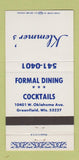 Matchbook Cover - Klemmer's Restaurant Greenfield WI 30 Strike