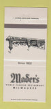 Matchbook Cover - Mader's Milwaukee WI restaurant 30 Strike