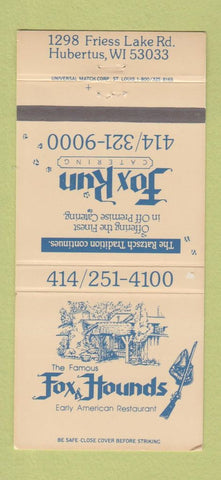 Matchbook Cover - Fox Run Restaurant Hubertus WI 30 Strike