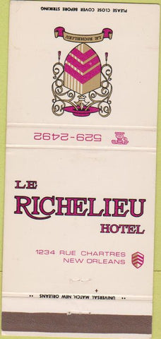 Matchbook Cover - Le Richelieu Hotel New Orleans LA 30 Strike