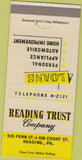 Matchbook Cover - Reading Trust Co PA 30 Strike