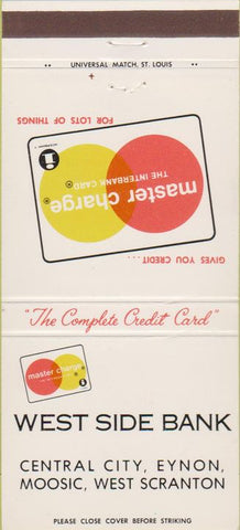 Matchbook Cover - West Side Bank Moosic West Scranton Eynon 30 Strike