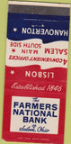 Matchbook Cover - Farmers National Bank of Salem OH Lisbon Hanoverton 30 Strike