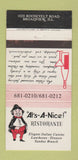 Matchbook Cover - At's A nice Ristorante Broadview IL 30 Strike
