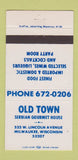 Matchbook Cover - Old Town Serbian Gourmet House Milwaukee WI 30 Strike