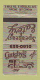 Matchbook Cover - Gatsby's Racine WI 30 Strike