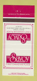 Matchbook Cover - Savoy First Canadian Place Toronto ON 30 Strike