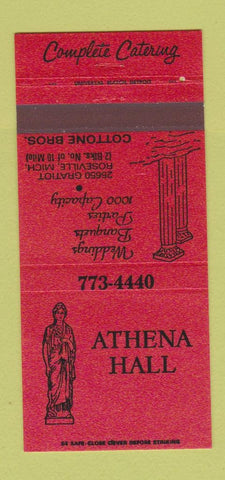 Matchbook Cover - Athena Hall Restaurant Roseville MI 30 Strike