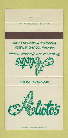 Matchbook Cover - Alioto's Restaurant Milwaukee WI 30 Strike