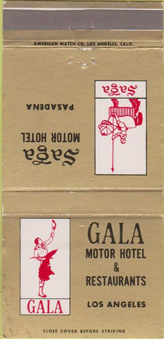 Matchbook Cover - Saga Motor Hotel Pasadena CA Los Angeles 30 Strike