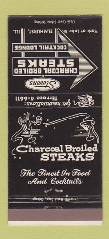 Matchbook Cover - Stevens Steaks Elmhurst IL 30 Strike