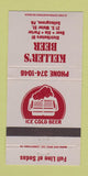 Matchbook Cover - Keller's Beer Selinsgrove PA 30 Strike