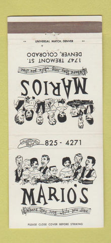 Matchbook Cover - Mario's Denver Colorado 30 Strike