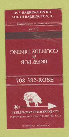 Matchbook Cover - Millrose Brewing Beer South Barrington IL WEAR 30 Strike