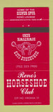 Matchbook Cover - Reno's Horseshoe Club NV casino 30 Strike