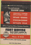 Matchbook Cover - Fort Wayne Blue Print Co Fort Wayne IN 40 Strike