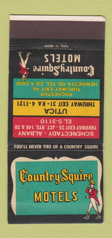 Matchbook Cover - Country Squire Motels Albany Utica Rochester NY 30 Strike