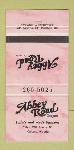 Matchbook Cover - Abbey Road Designers Clothes Calgary AB 30 Strike