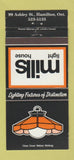 Matchbook Cover - Mills Light House Hamilton ON 30 Strike