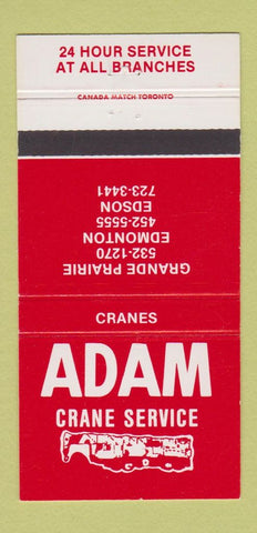 Matchbook Cover - Adam Crane Service Grand Prairie Edmonton AB 30 Strike