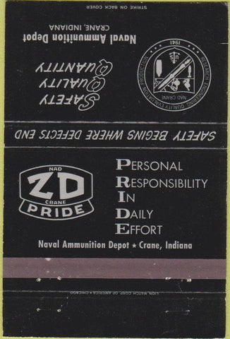 Matchbook Cover - Naval Ammunition Depot Crane IN military 40 Strike