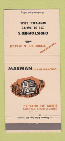 Matchbook Cover - Marman Christopher's Sunnyvale CA 30 Strike