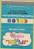 Matchbook Cover - Capico Printing Washington DC WEAR 40 Strike