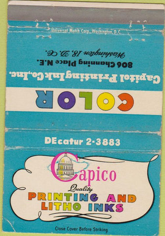 Matchbook Cover - Capico Printing Washington DC WEAR 40 Strike
