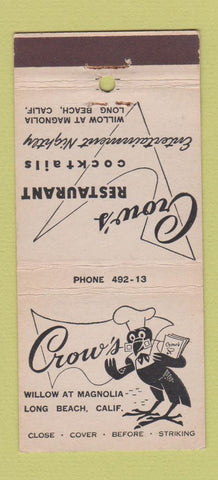 Matchbook Cover - Crow's Restaurant Long Beach CA 30 Stick