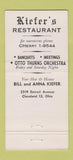 Matchbook Cover - Kiefer's Restaurant German Cleveland OH 30 Strike