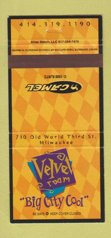 Matchbook Cover - Camel Cigarettes Velvet Room Milwaukee WI 30 Strike