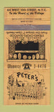 Matchbook Cover - Peter's Backyard Restaurant New York City WEAR 30 Strike