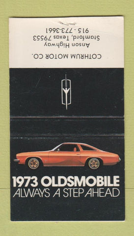 Matchbook Cover - 1973 Oldsmobile Cothrum Stamford TX BOBTAIL 30 Strike
