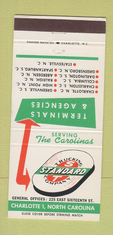 Matchbook Cover - Standard Trucking Charlotte NC 30 Strike