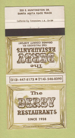 Matchbook Cover - Derby Restaqurant Santa Anita CA 30 Strike