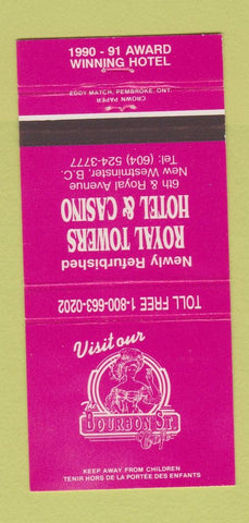 Matchbook Cover - Bourbon Street Royal Towers Hotel New Westminster BC 30 Strike