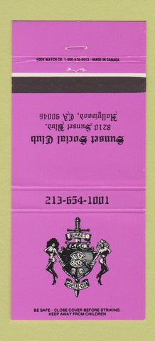 Matchbook Cover - Sunset Social Club Holywood CA girlie 30 Strike