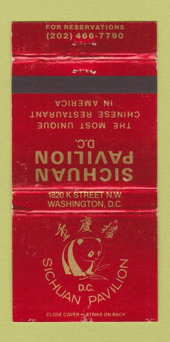 Matchbook Cover - Sichuan Pavilion Washington DC Chinese 30 Strike