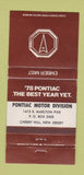 Matchbook Cover - 1978 Pontiac Cherry Hill NJ Ember Mist WEAR 30 Strike