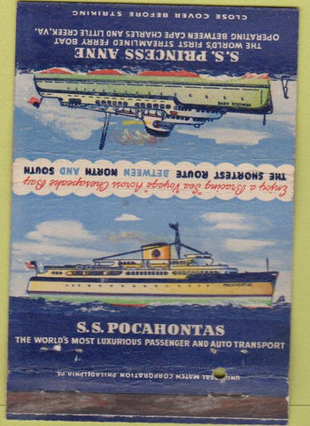 Matchbook Cover - SS Princess Anne Pocahontas freight shipping 40 Strike