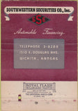 Matchbook Cover - Southwester Securities Inc Wichita KS 40 Strike