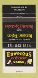 Matchbook Cover - Entre Nous Cabaret Strip Club Val Belair QC 30 Strike